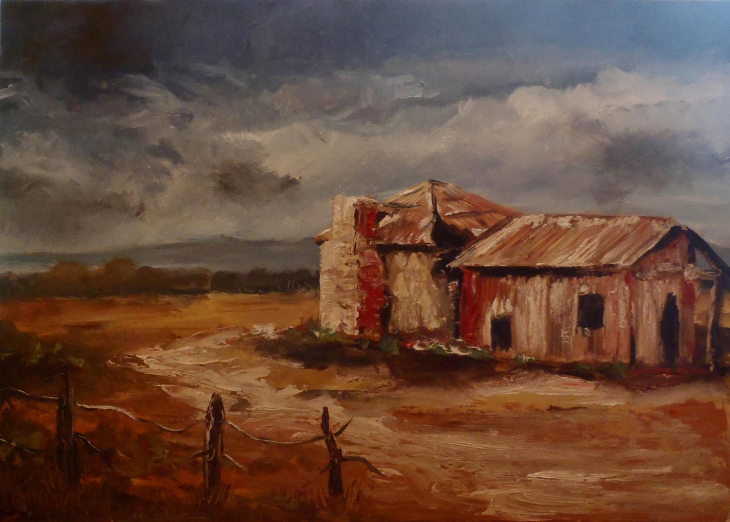 Original Oil painting Australian Outback  'Then the Rains Came'