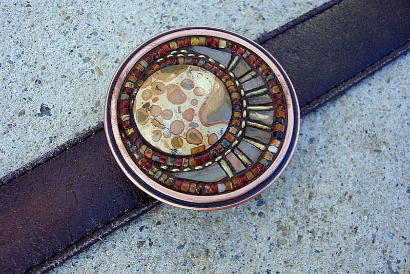 HARVEST MOON-Mosaic Belt Buckle-OOAK woman's belt buckle