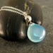 Cornflower Blue Chalcedony Necklace on Sterling Silver - Stone Pendant Necklace -  Light Blue