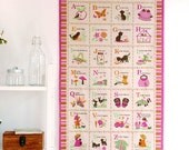 3245 - Alphabet Girl (Pink) Cotton Linen Blend Fabric - 55 Inch (Width) x 23 Inch (Length)