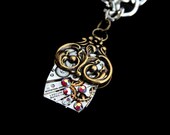 Steampunk Necklace- Industrial Wedding- Luxury Statement- Silver Clockwork- Vintage Watch Movement- Swarovski- Filigree- tasherajean- SPN06