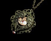 Steampunk Necklace- Industrial Wedding- Luxury Statement- Gold Clockwork- Vintage Watch Movement- Swarovski- Filigree- tasherajean- SPN19