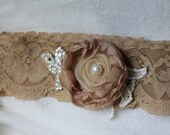 Tea Garden garter with pearl and rhinestone
