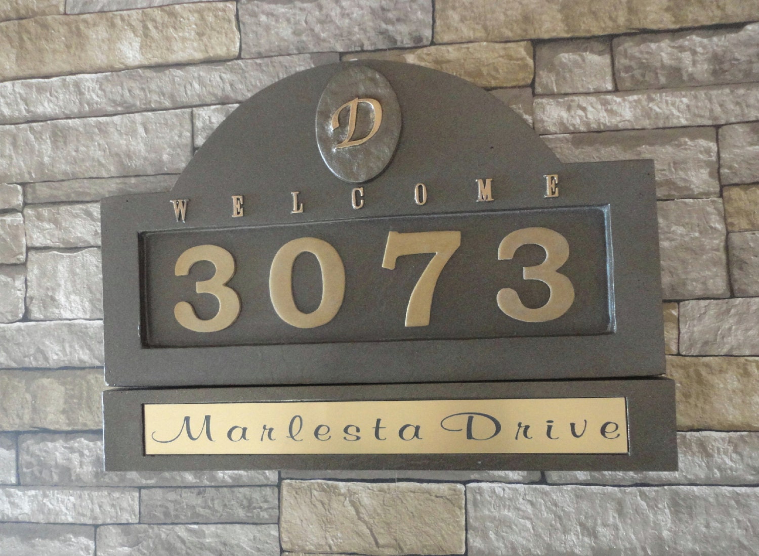 Customized Monogram HOUSE NUMBERS and Name Plate Set / Address Plaque / Large / Wedding Gift / House Warming / Realtor's Closing Gift