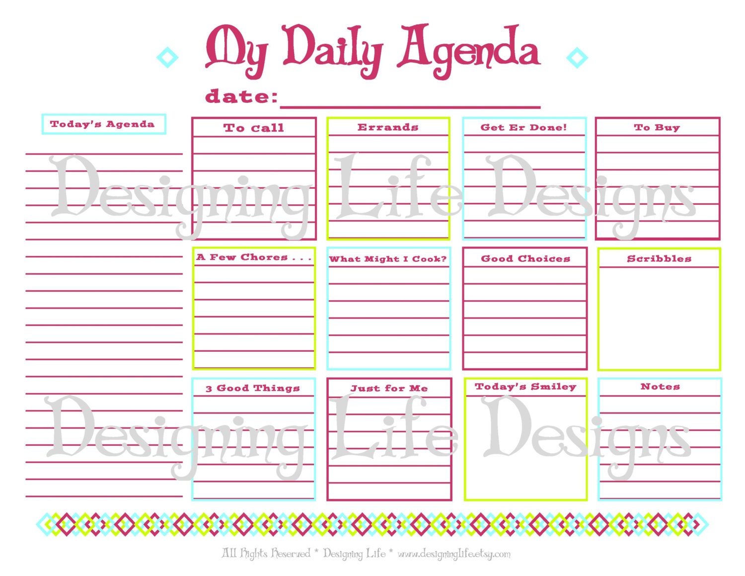 Daily Agenda Printable - Daily Planner Page - PDF To Do List Organizer