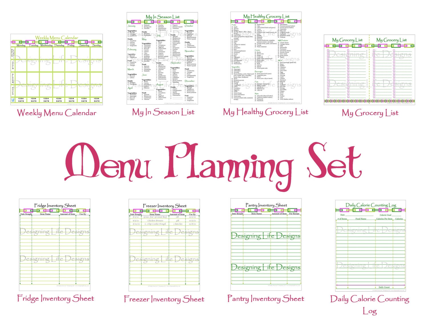Kitchen Printables for Meal Planning - Ten Pages