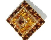 Vintage 60s Juliana Brooch Amber Topaz Yellow Rhinestone Pin - DeLizza & Elster
