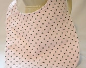 Cotton Flannel and Minky Baby Bib - Pink & Grey Dot