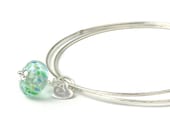 Dilly Dilly Sterling Silver Bangles with Lampwork Glass and Fine Silver Charms - UK SRA