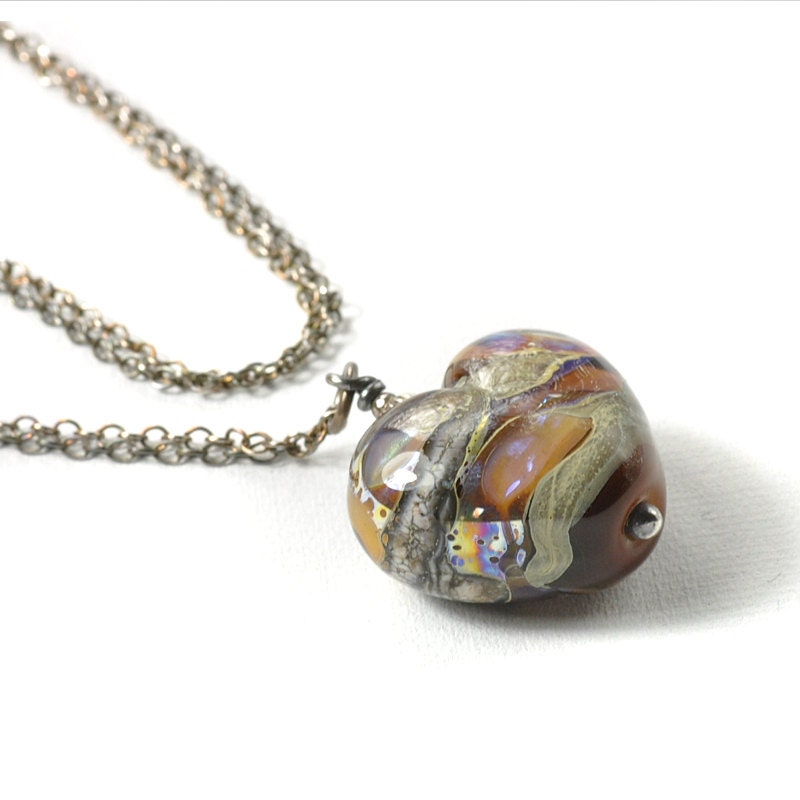 Artisan Glass Heart Necklace - 'Barcelona' - UK Lampwork SRA