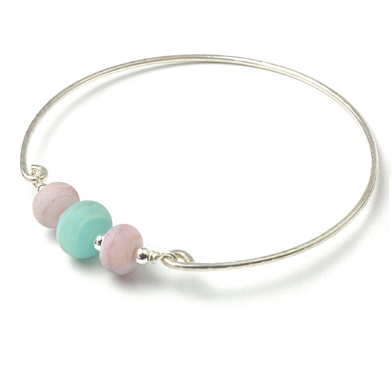 Pastel Pebbles Sterling Silver and Glass Bangle - UK SRA