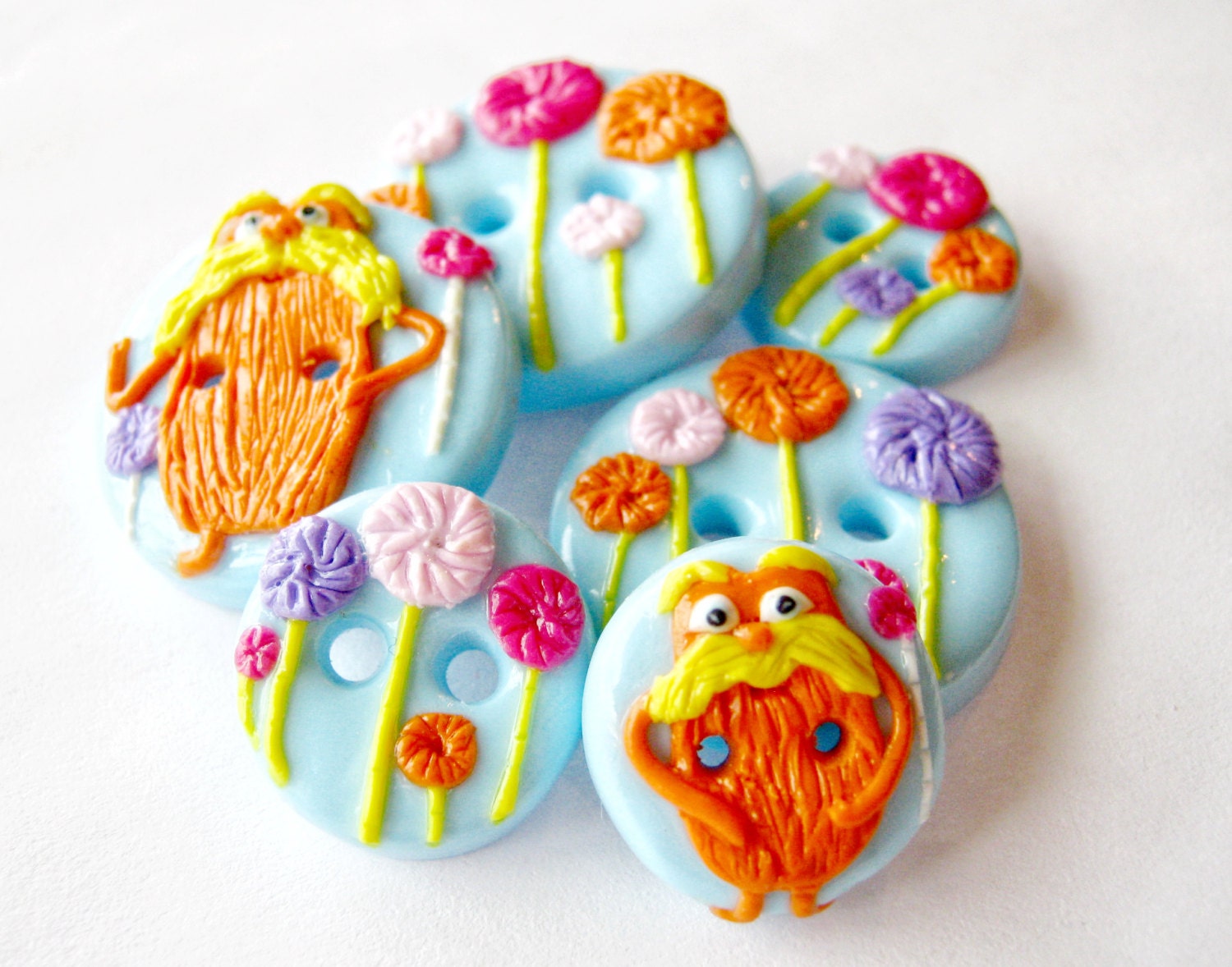 Lorax Inspired-  You choose size for 4 buttons