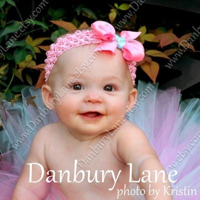 Pink Baby Headband only, hairbow photo prop hair accessory, handmade bow infant to toddler size- SWEET ANNABELLE