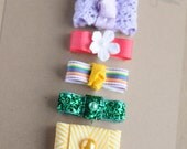 newborn baby girls bitty hair clips collection - over the rainbow - snap clips set
