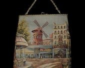 Vintage 50s Delill Tapestry Purse Moulin Rouge