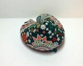 Blue Fabric Fortune Cookie.  Gift or favor.  Personalized.  Green kaleidoscope pattern.