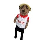 Scifi Superhero, Meerkat Flash Gordon, handknitted meercat, flash gordon meerkat