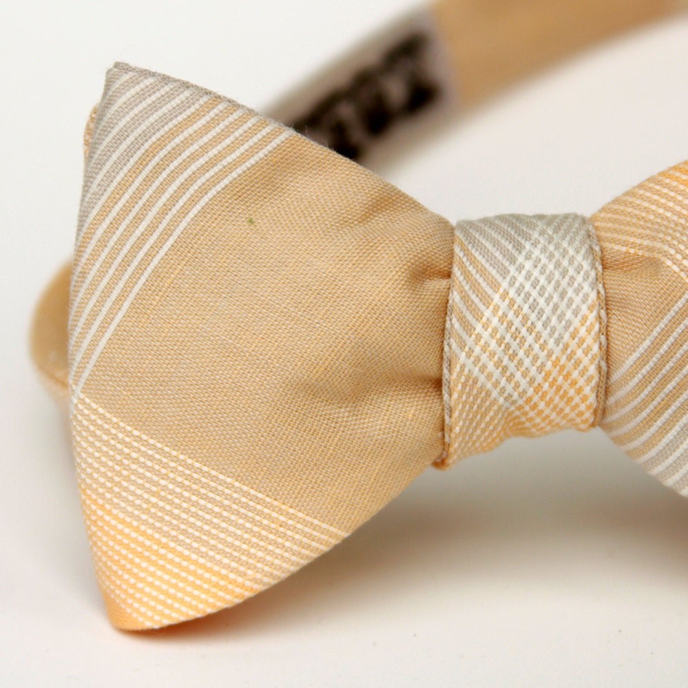 peach and dove grey freestyle bow tie for men