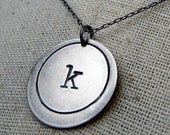 Letter Necklace, Initial Necklace, Vintage Typewriter Sterling Silver Charm Personalized Necklace EMMA by E. Ria Designs