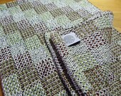 Handwoven Kitchen Dish Towel - Willow Green Navy Blue Burgundy and Natural