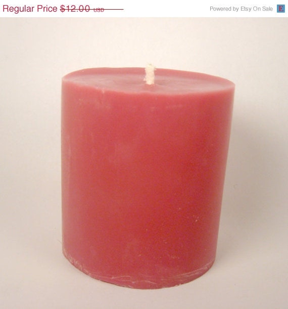 ON SALE Raspberries & Cream, Soy Candle, 12 oz Pillar, 3x3.5 incches, Maroon, fruity, sweet, vanilla, berries