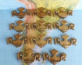 11 vintage curvy shiny brass metal pull handles