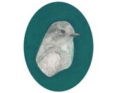 Phoebe Bird, Green - archival print of Bird painting - 5 x 7 inches