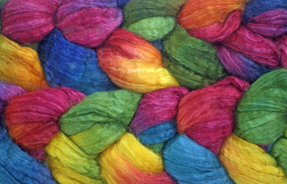Blueface Leicester Tussah Silk Spinning Fiber - 'Everlasting'