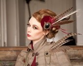 Red Velvet fashinator hat steampunk victorian
