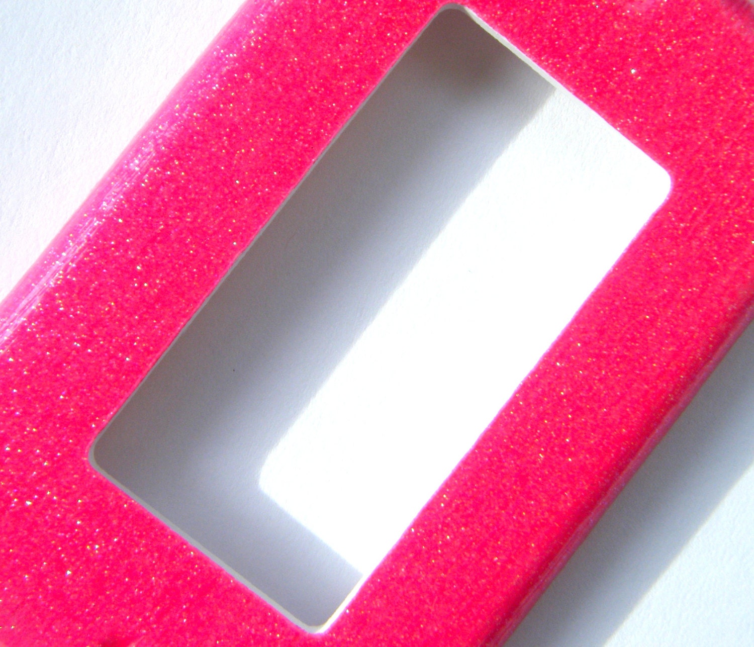 Glitter Rocker GFI Outlet Cover -- Hot Pink