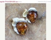On Sale Glass Lampwork Beads, Amber SeaShells SRA 521 by CCDesign
