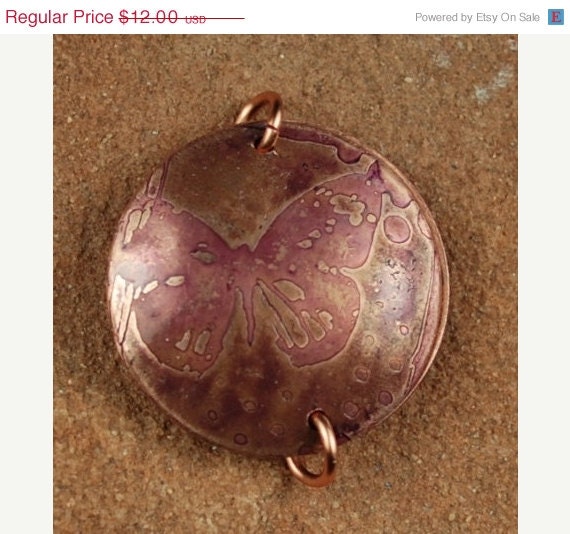 On Sale Etched Copper Metal Stamps, Rose Butterfly 637 by CC Design