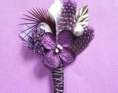 Purple and Silver Wedding Boutonniere/Corsage