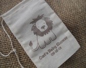Favor Bags - SET OF 10 Lion Circus Safari Zoo Jungle Muslin Favor Bags Gift Bags or Candy Bags - Item 3M1062