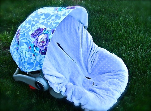 Infant Car Seat Cover in Lavender Rose Fields