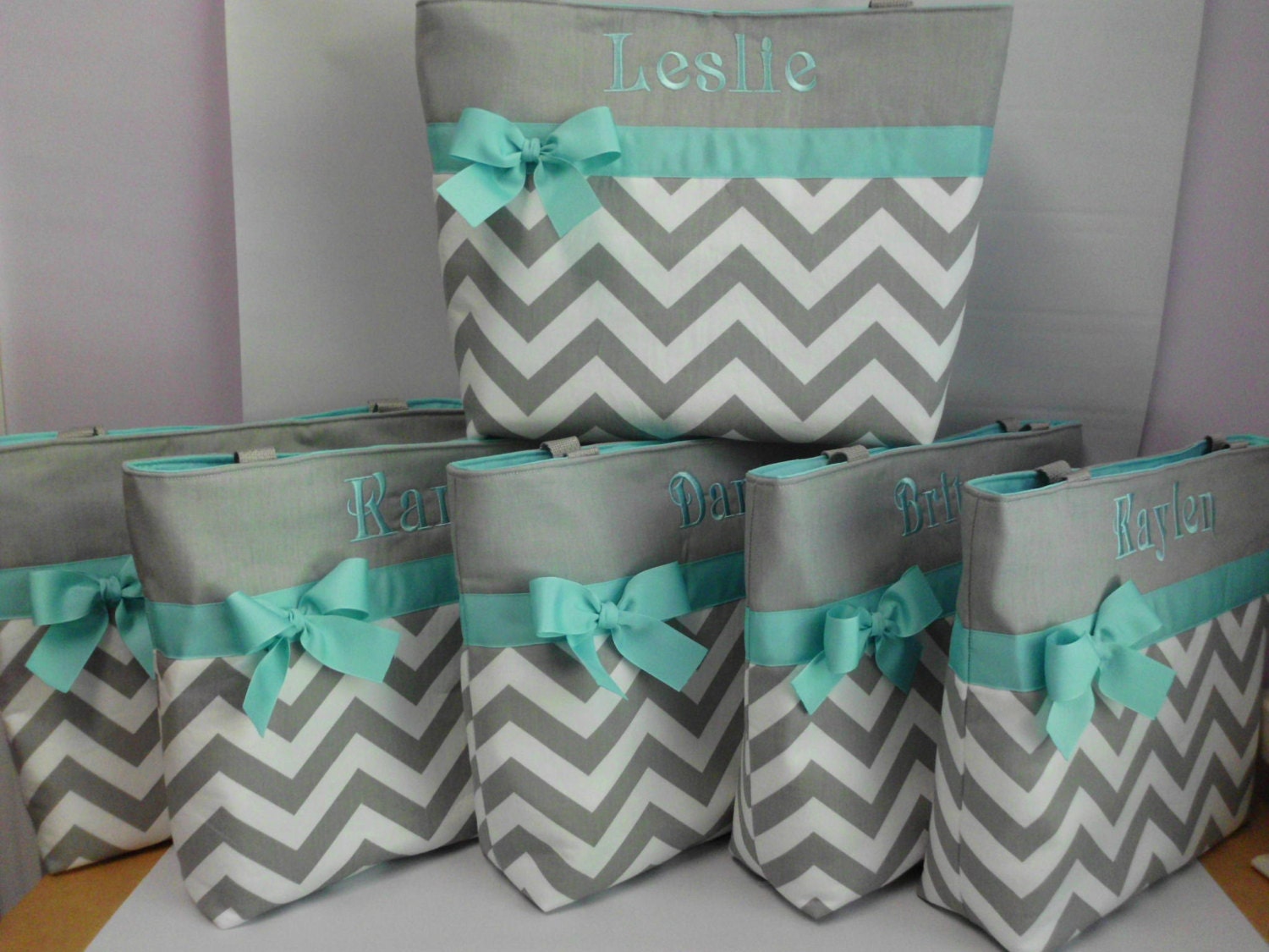 NEW ....CHEVRON Tote Bag.. ..You Pick Color Options  ..BRIDESMAID Bags ...  Monogrammed  FReE