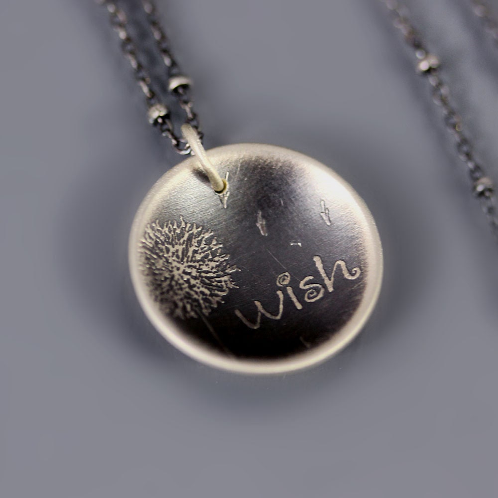 Etched Silver Dandelion Wish Necklace