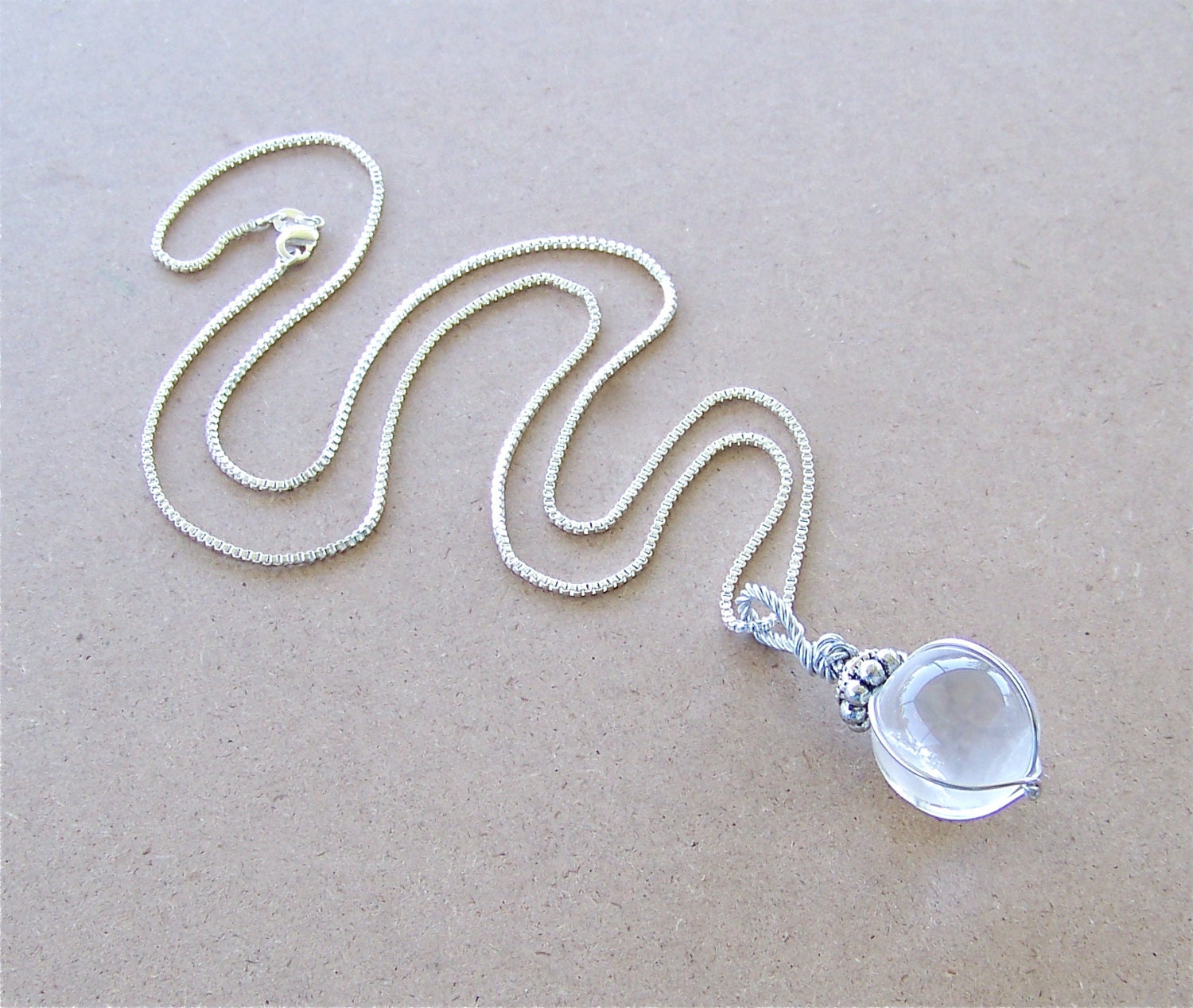 Fortune Teller Crystal Ball Sterling Silver Long Chain