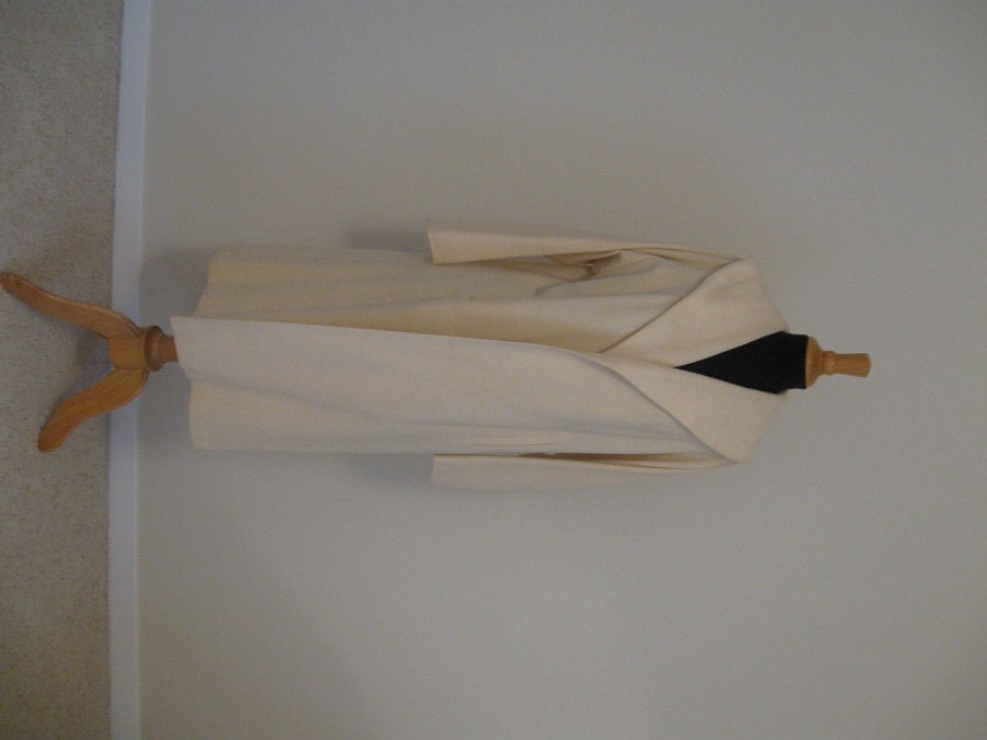 vintage 1960s ivory white wool jacket with shawl collar medium to large