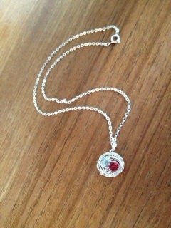 Bird Nest Necklace Birthstone Swarovski Crystals...CUSTOM Free Shipping