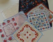 Vintage Cotton Hankies Huge Lot of 14 Printed Floral and Plain Repurpose Upcycle - EnglishPreserves