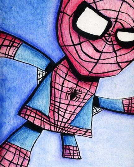 Superhero Spiderman Art Print Illustration
