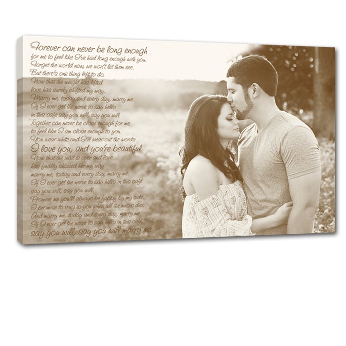 Gift for Wedding Reception Photo and Word Art Canvas 24X36