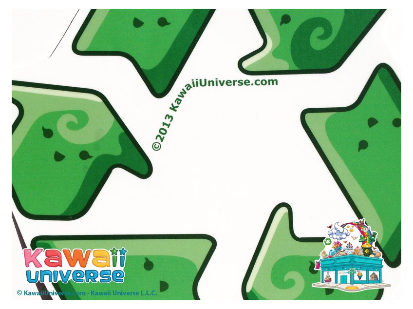 Kawaii Recycle Symbol  - Medium Vinyl Sticker