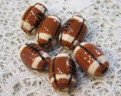 6 Tiny Peruvian Ceramic Football Beads 12x8mm