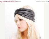 MEMORIAL DAY EVENT Babooshka Black Faux Leather Turban Featured In Aprils Lucky Mag