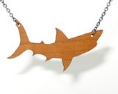 Shark Necklace Reversible Wood and Steel Pendant