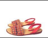 80's vintage FIESTA COLORS woven leather sandals 6.5