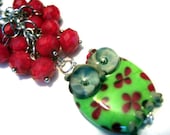 One of a Kind Sterling Silver, Lampwork Glass and Swarovski Crystal Pendant
