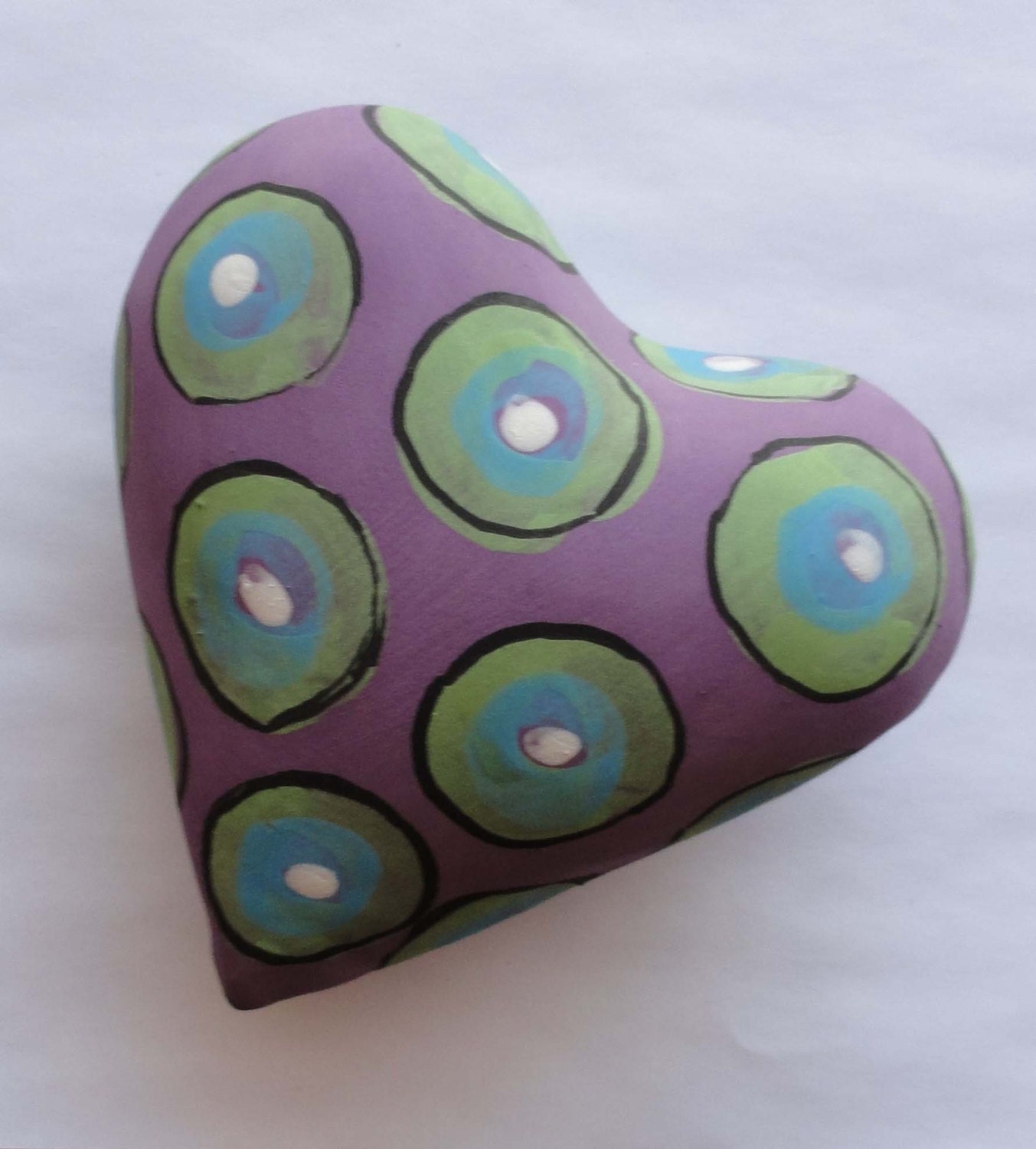 Purple Circle Pillow Heart  Ceramic Wall Sculpture